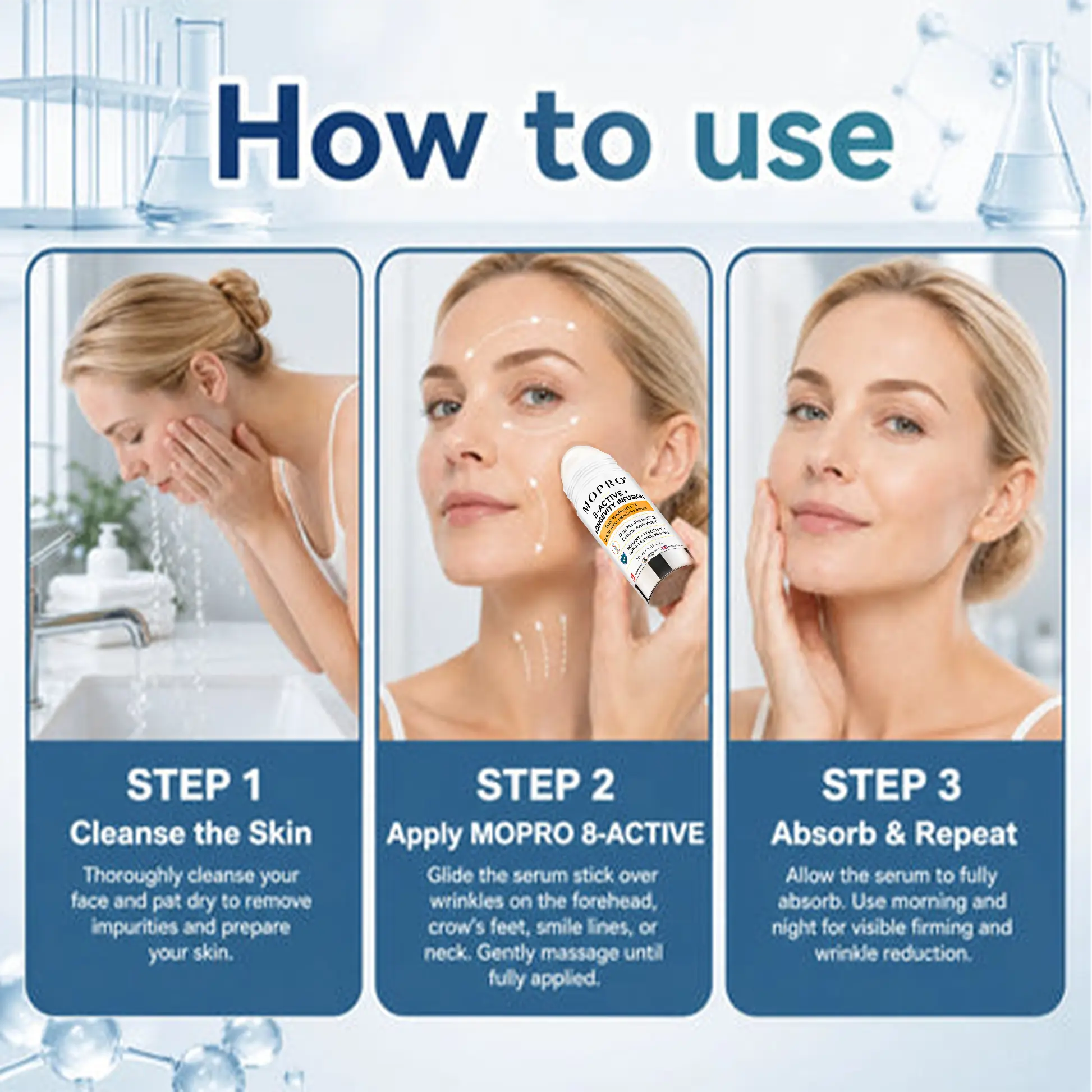MOPRO® 8-ACTIVE • LONGEVITY INFUSION-Dual MiniProtein & Cellular Antioxidant Solid Serum Stick