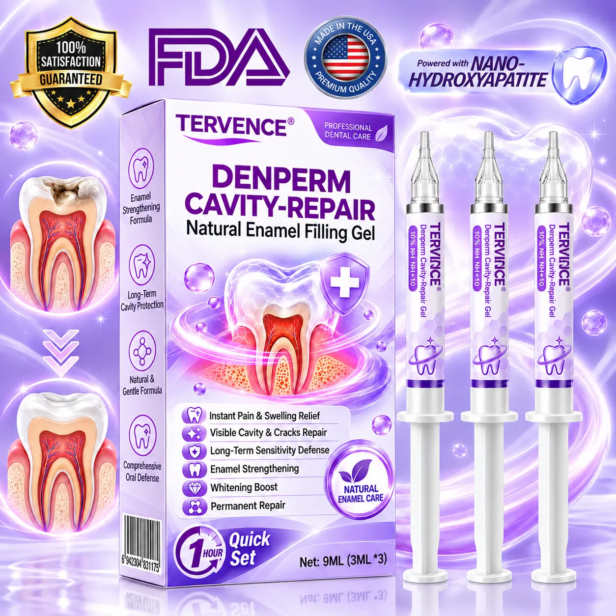TERVENCE® DenPerm Cavity-Repair Natural Enamel Filling Gel